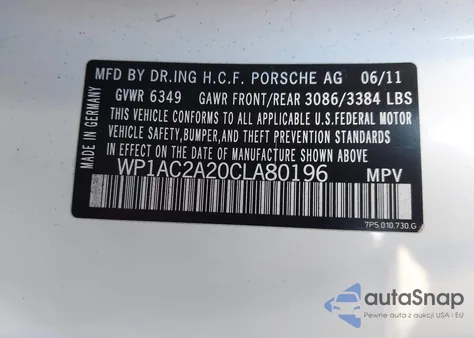 2012 Porsche Cayenne Turbo z USA, uszkodzony, nr VIN WP1AC2A20CLA80196